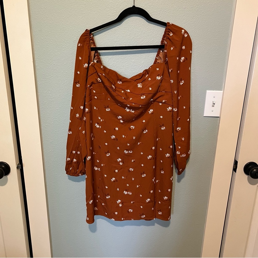 Abercrombie Babydoll Mini Dress - Rust Floral